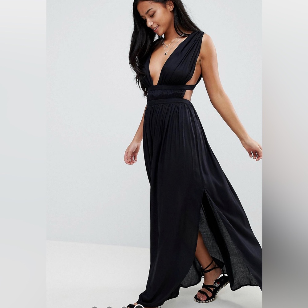 ASOS beach coverup black linen dress